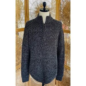 P.G. Field Black & Gray Chunky Knit 1/4 Zip Mockneck Sweater XL